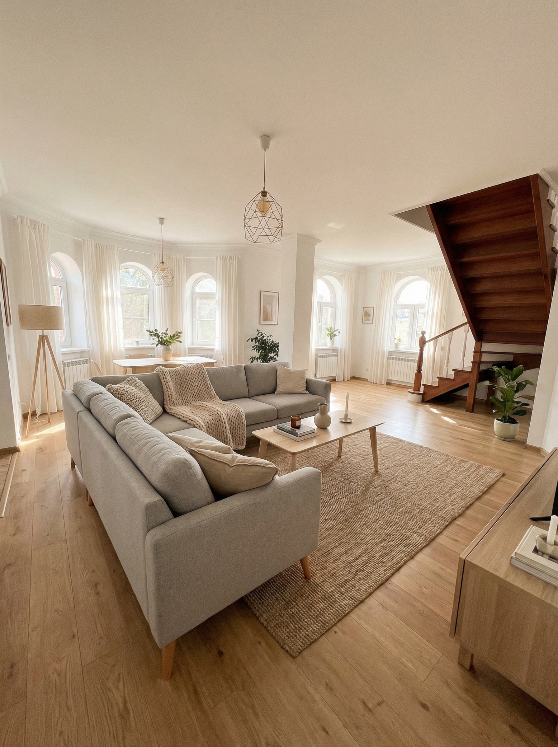 Дизайн гостиной в стиле Хюгге — фото интерьера от нейросети RoomGPT