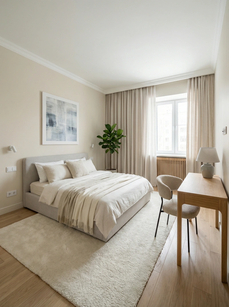 Дизайн интерьера в стиле Сканди — Спальня от нейросети RoomGPT