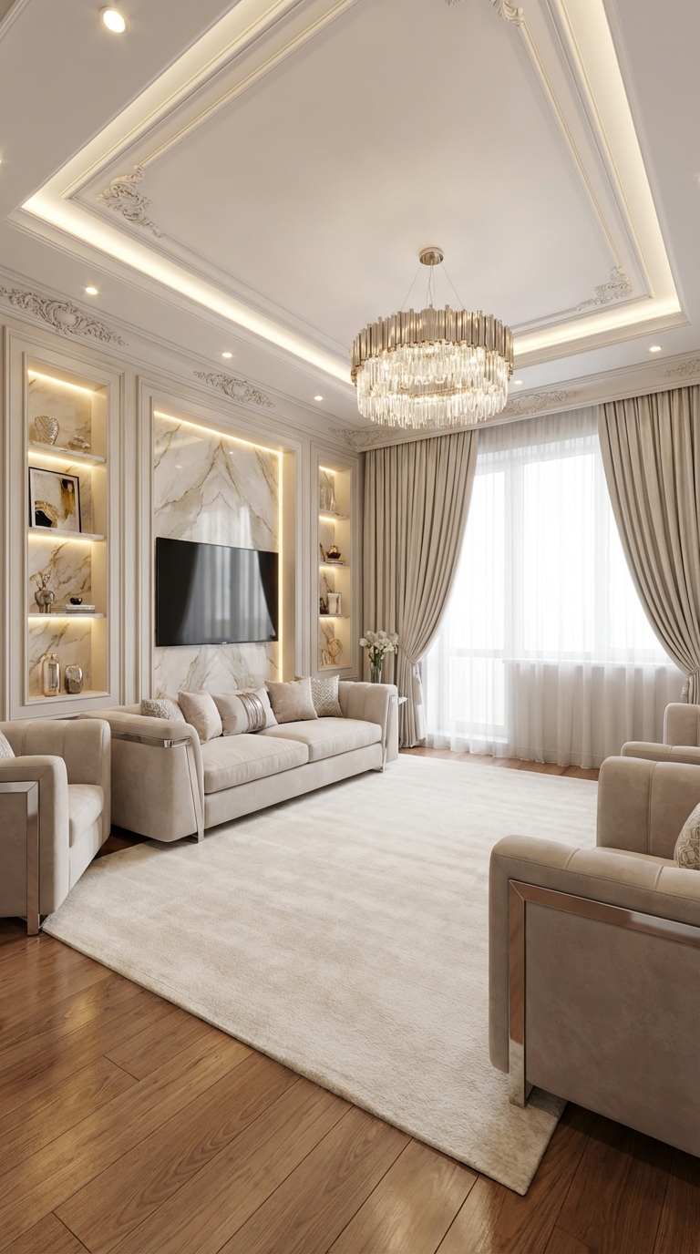 Дизайн гостиной в стиле Классика — фото интерьера от нейросети RoomGPT