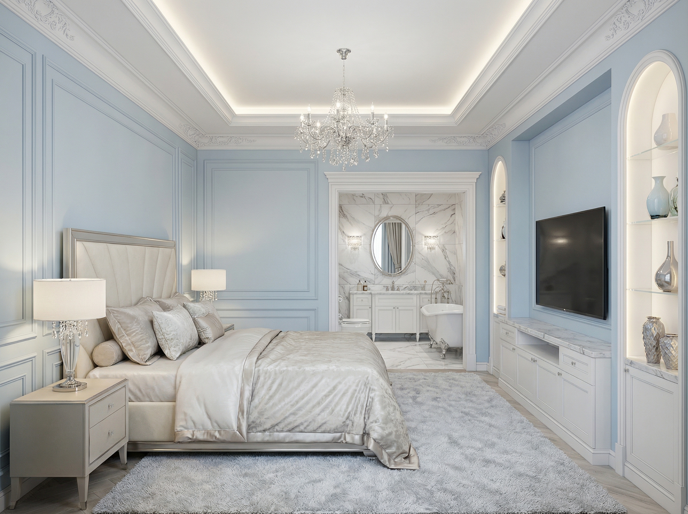 Дизайн спальни в стиле Классика — фото интерьера от нейросети RoomGPT