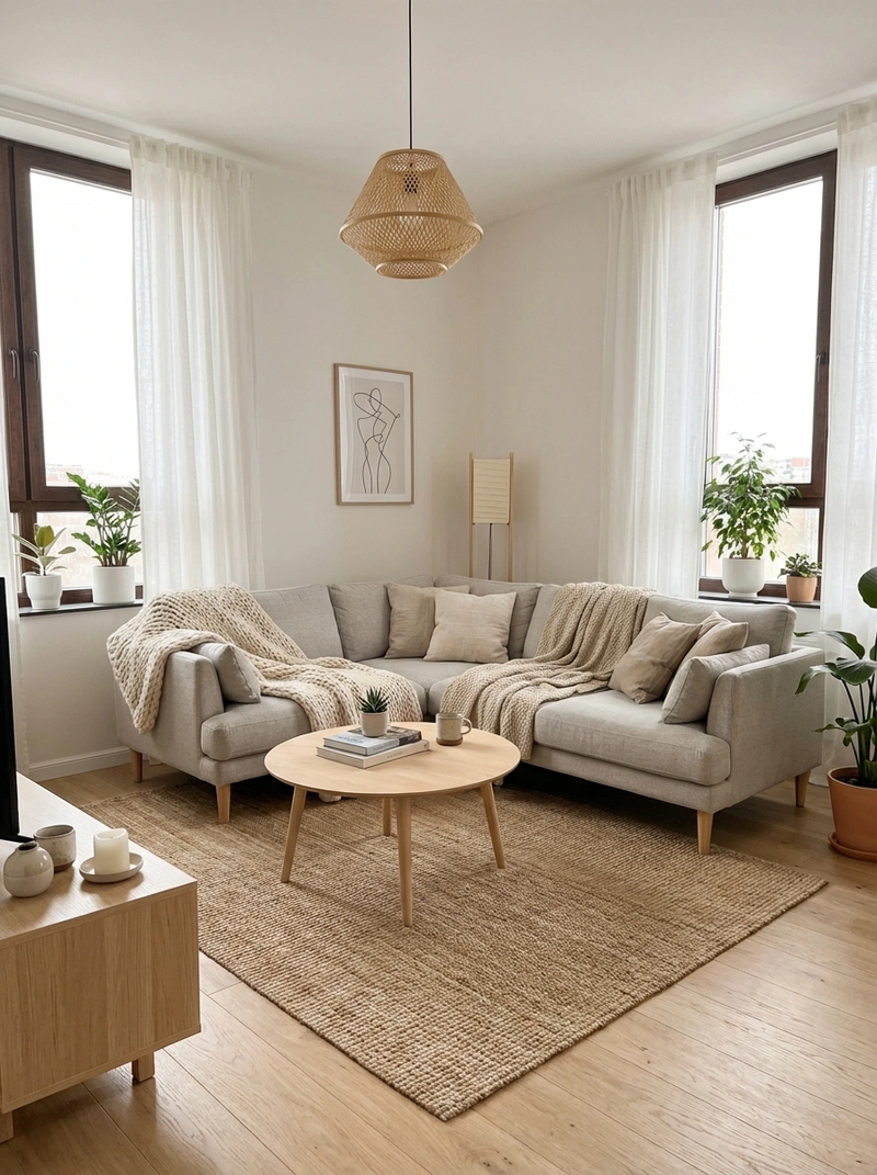 Дизайн интерьера в стиле Хюгге — Гостиная от нейросети RoomGPT