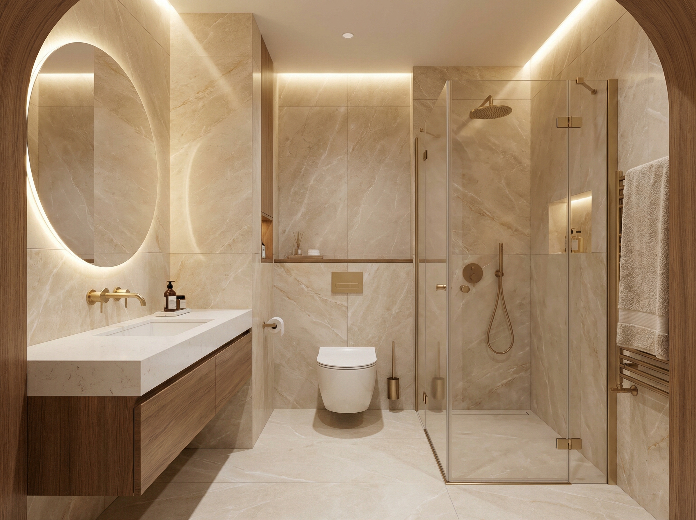 Дизайн ванной в стиле Контемпорари — фото интерьера от нейросети RoomGPT