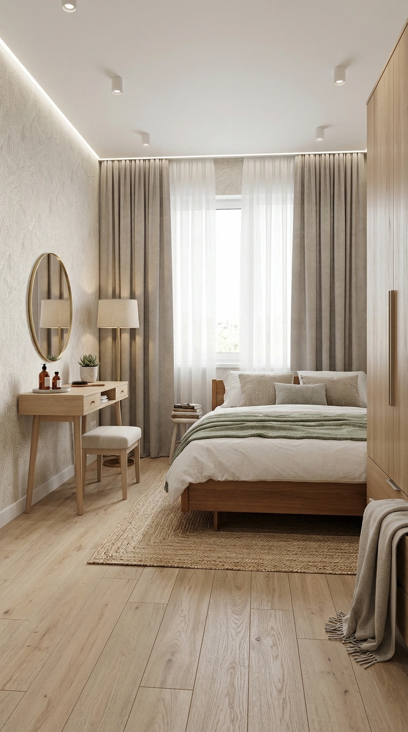 Дизайн спальни в стиле Хюгге — фото интерьера от нейросети RoomGPT