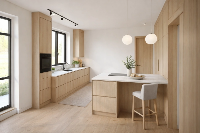 Дизайн кухни в стиле Сканди — фото интерьера от нейросети RoomGPT