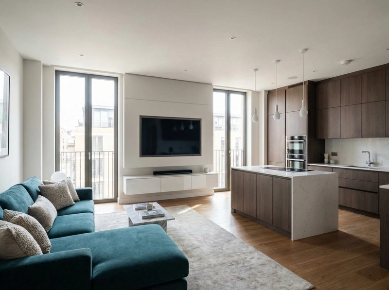 Дизайн интерьера в стиле Контемпорари — Гостиная от нейросети RoomGPT