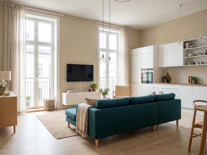 Дизайн интерьера в стиле Сканди — Гостиная от нейросети RoomGPT