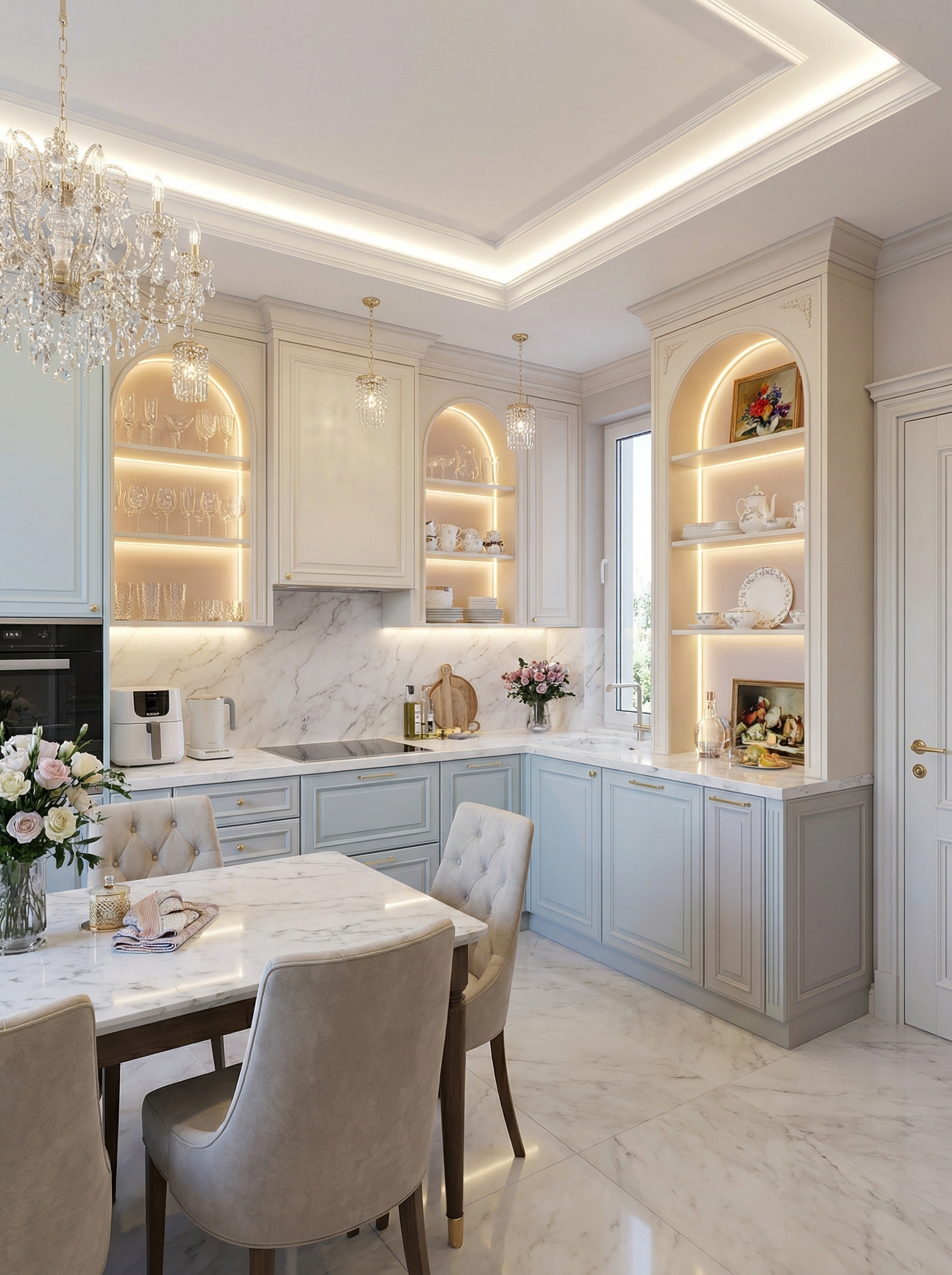 Дизайн кухни в стиле Классика — фото интерьера от нейросети RoomGPT