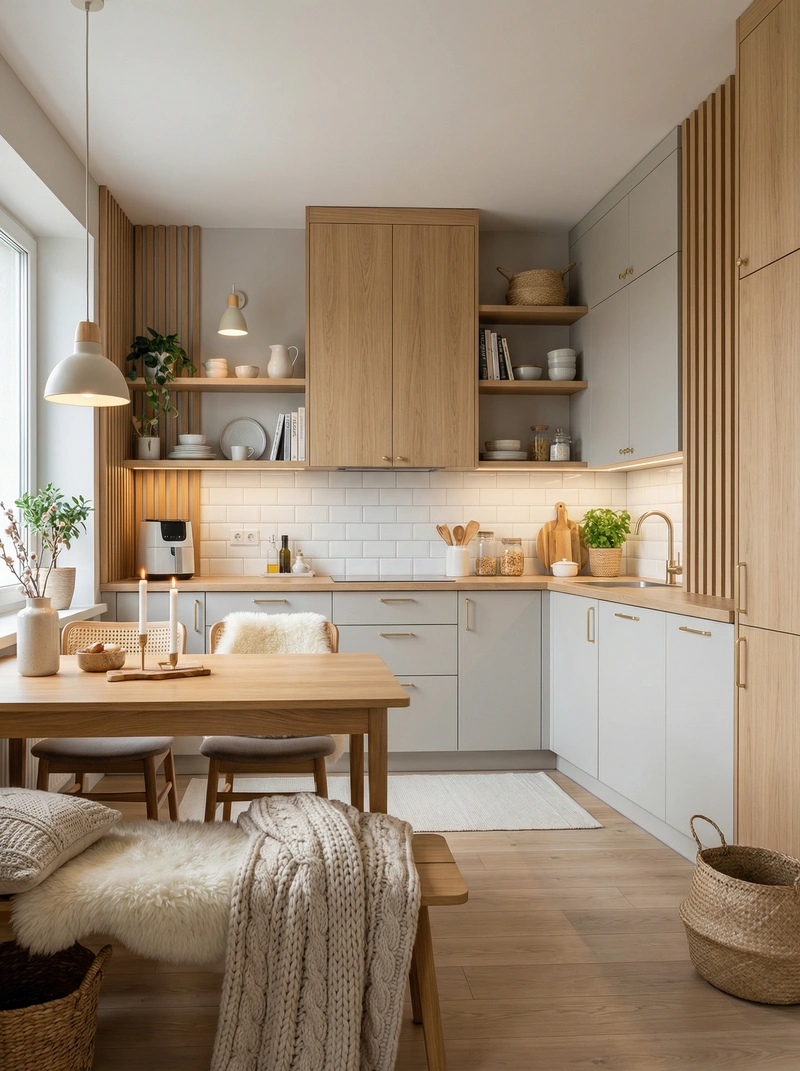 Дизайн интерьера в стиле Хюгге — Кухня от нейросети RoomGPT