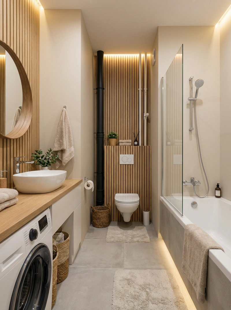 Дизайн интерьера в стиле Хюгге — Ванная от нейросети RoomGPT