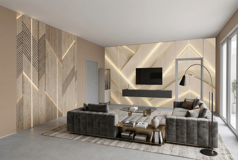 Дизайн интерьера в стиле Контемпорари — Гостиная от нейросети RoomGPT