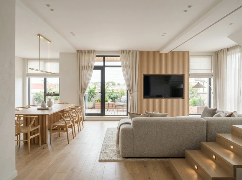 Дизайн гостиной в стиле Сканди — фото интерьера от нейросети RoomGPT