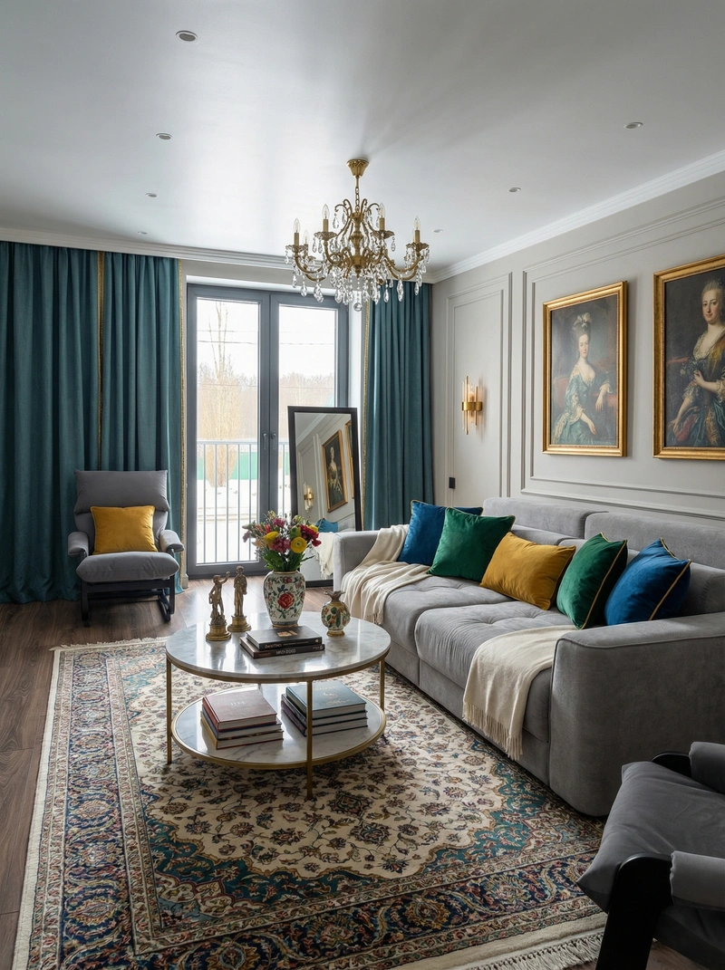 Дизайн интерьера в стиле Классика — Гостиная от нейросети RoomGPT
