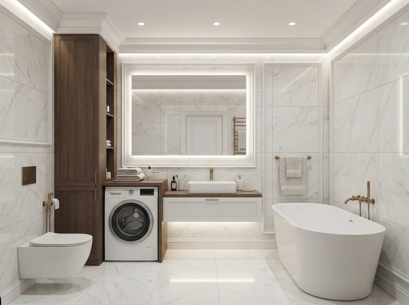 Дизайн интерьера в стиле Классика — Ванная от нейросети RoomGPT