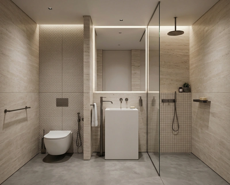 Дизайн ванной в стиле Минимализм — фото интерьера от нейросети RoomGPT