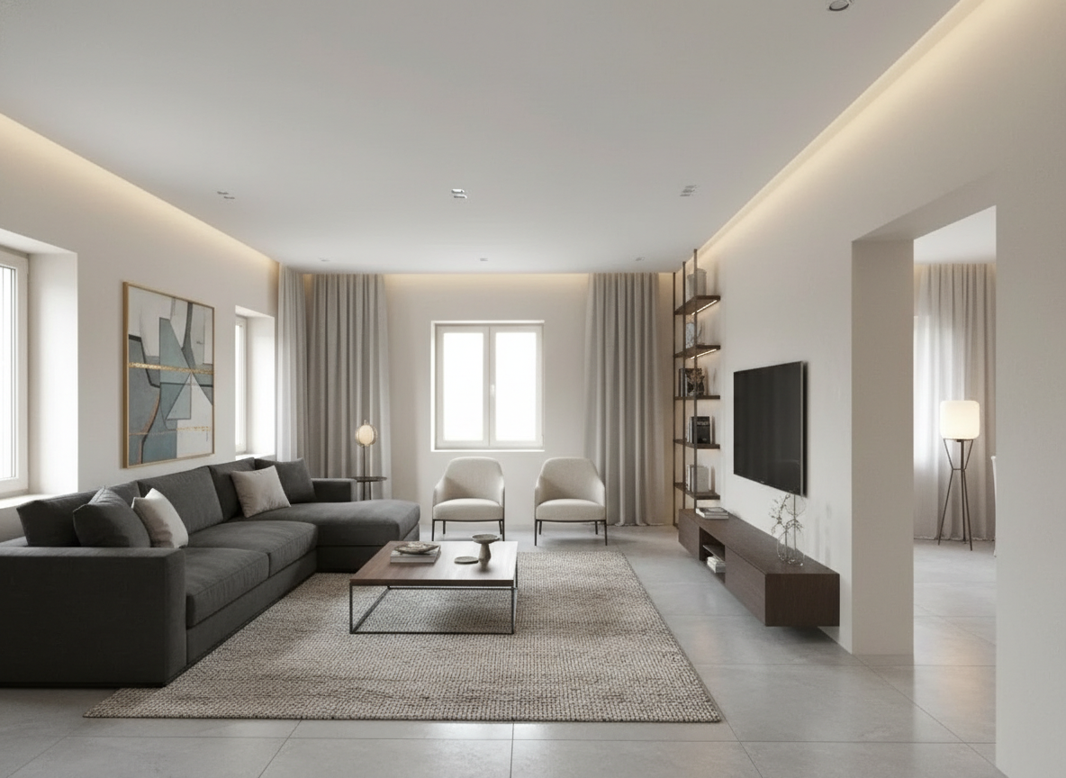 Дизайн гостиной в стиле Контемпорари — фото интерьера от нейросети RoomGPT