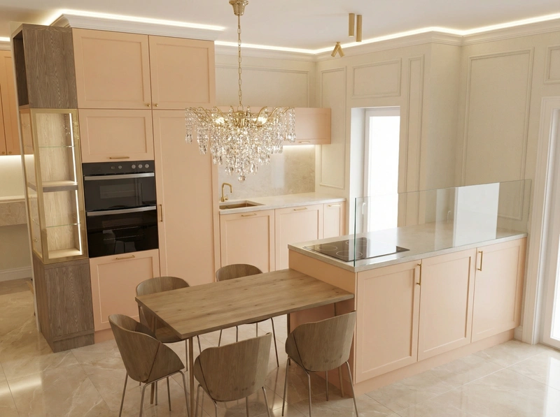 Дизайн интерьера в стиле Неоклассика — Кухня от нейросети RoomGPT