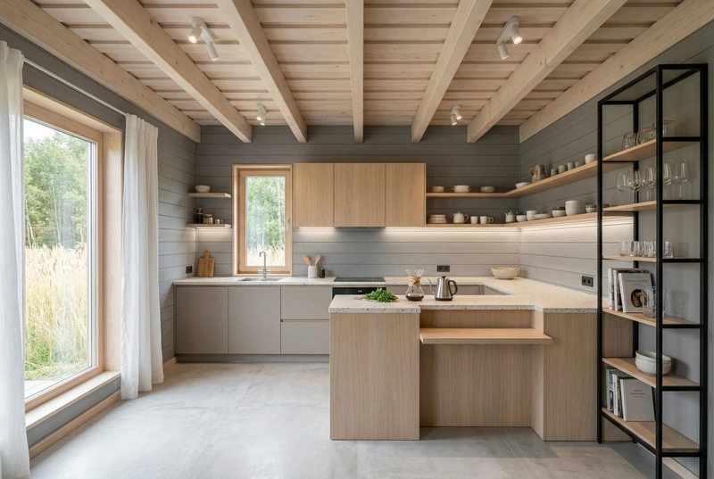 Дизайн кухни в стиле Сканди — фото интерьера от нейросети RoomGPT