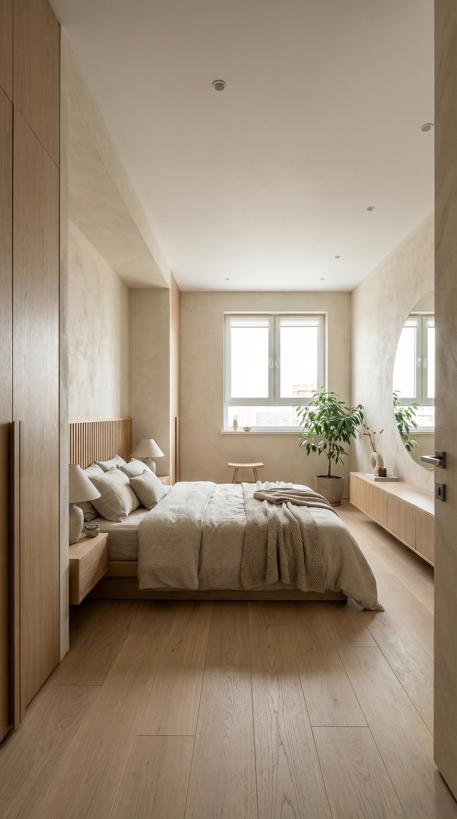 Дизайн спальни в стиле Japandi — фото интерьера от нейросети RoomGPT