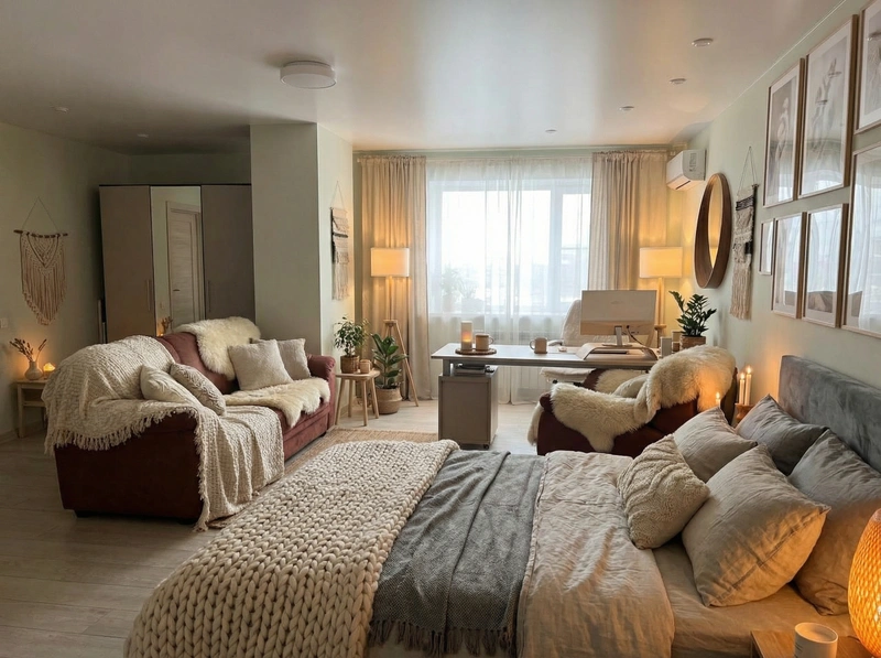 Дизайн интерьера в стиле Хюгге — Спальня от нейросети RoomGPT