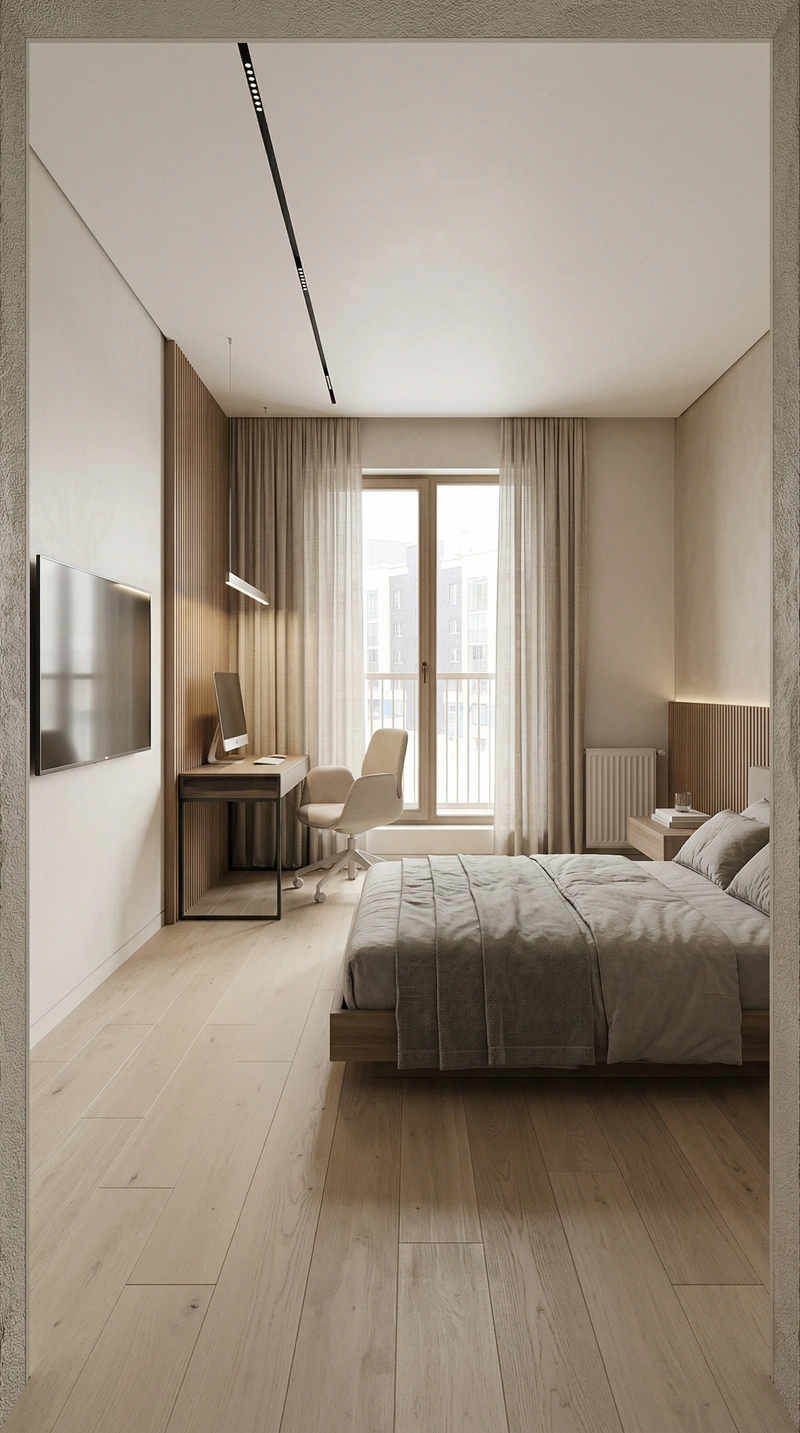 Дизайн спальни в стиле Минимализм — фото интерьера от нейросети RoomGPT
