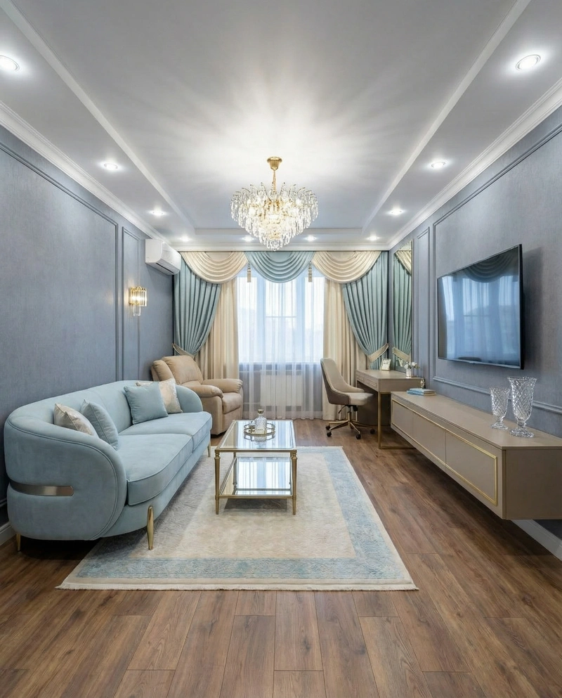 Дизайн гостиной в стиле Неоклассика — фото интерьера от нейросети RoomGPT