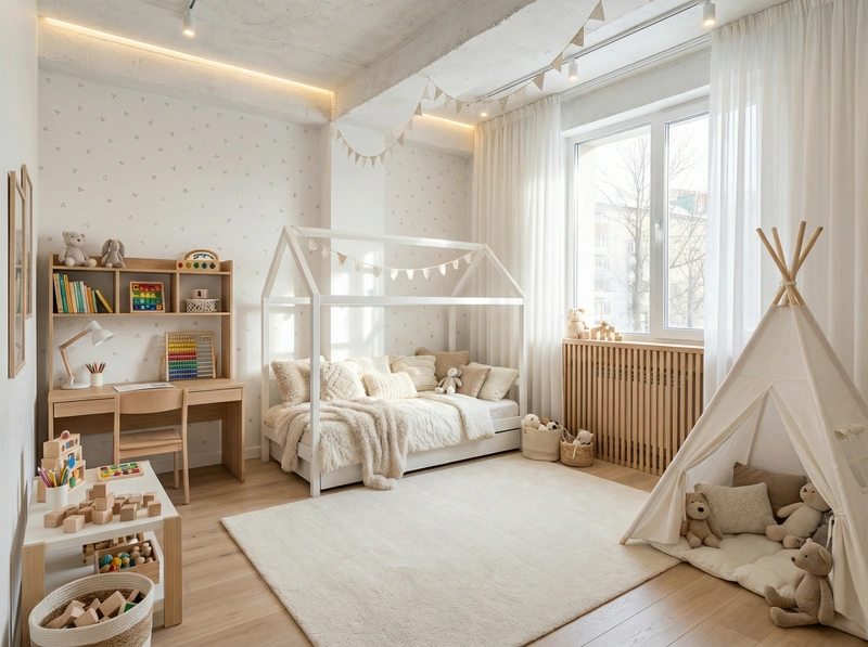 Дизайн интерьера в стиле Хюгге — Детская от нейросети RoomGPT