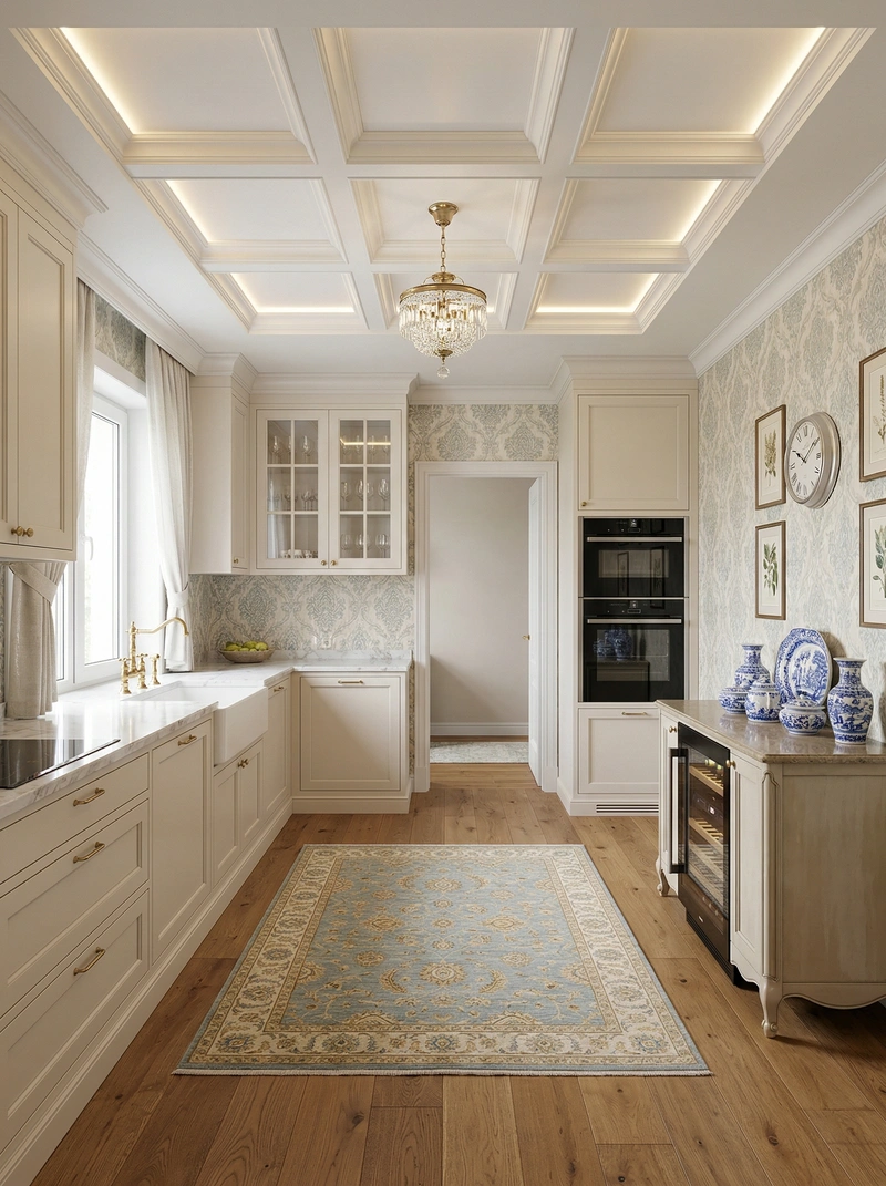 Дизайн кухни в стиле Классика — фото интерьера от нейросети RoomGPT