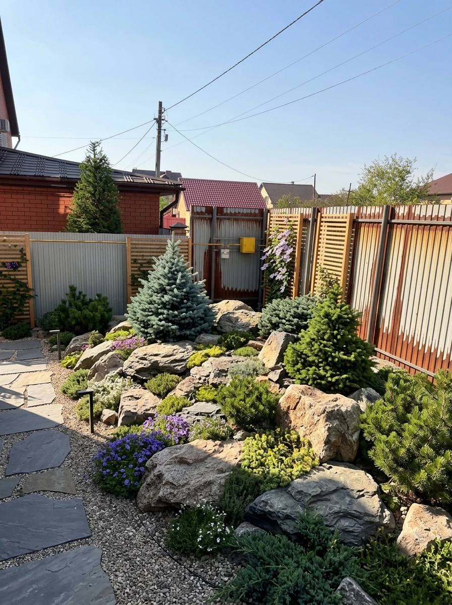 Ландшафтный дизайн в стиле Альпийский — Участок от нейросети RoomGPT