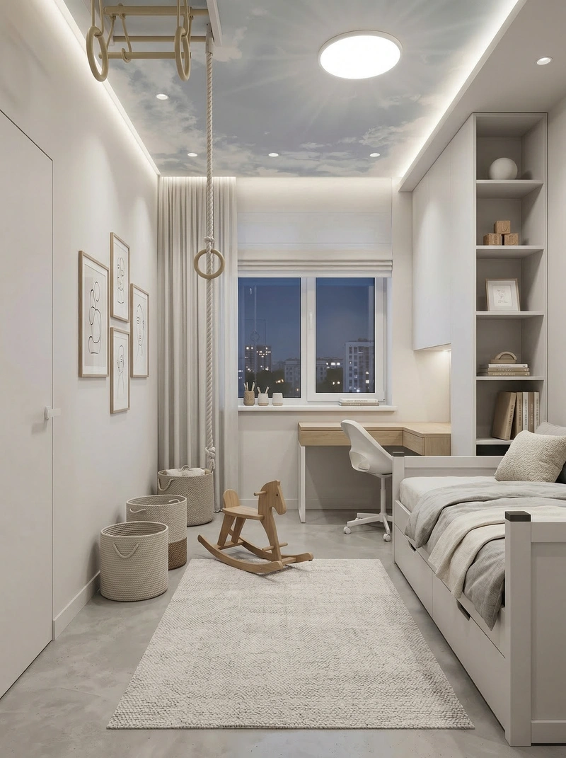 Дизайн детской в стиле Минимализм — фото интерьера от нейросети RoomGPT