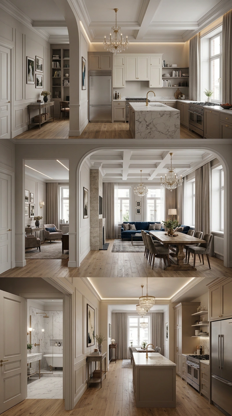 Дизайн интерьера в стиле Классика — Гостиная от нейросети RoomGPT