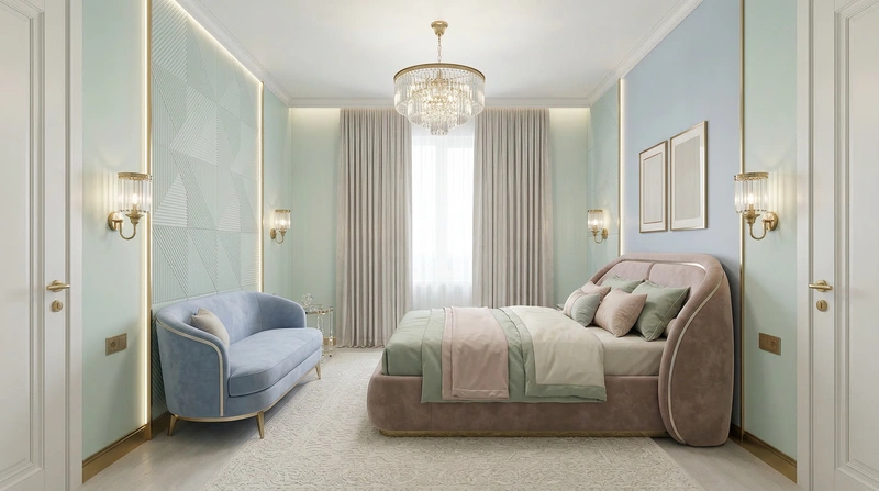 Дизайн спальни в стиле Неоклассика — фото интерьера от нейросети RoomGPT