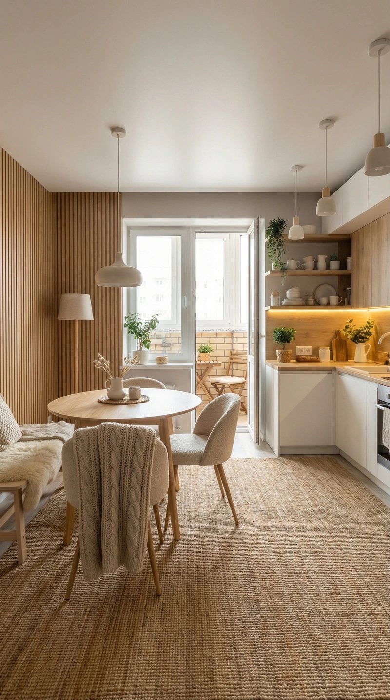 Дизайн интерьера в стиле Хюгге — Кухня от нейросети RoomGPT