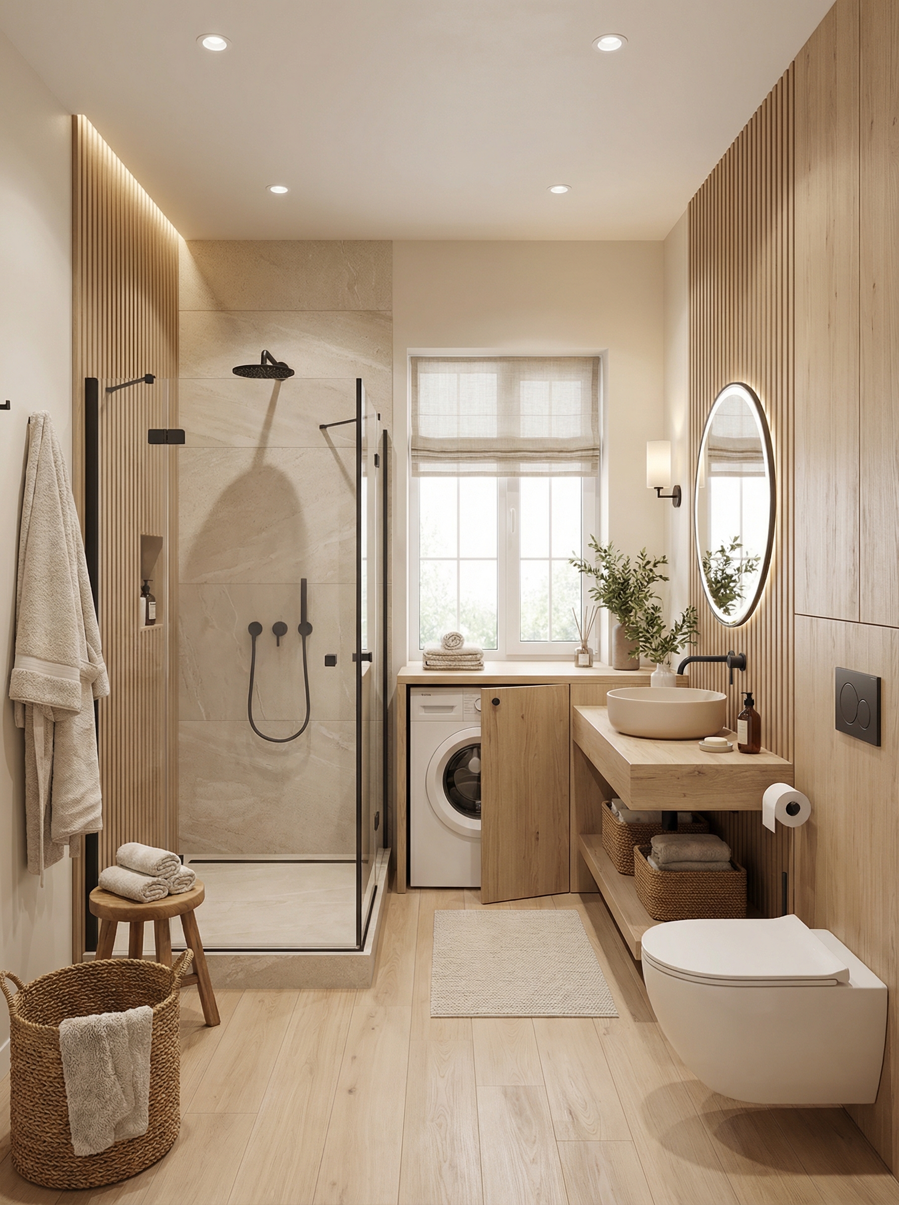 Дизайн ванной в стиле Хюгге — фото интерьера от нейросети RoomGPT