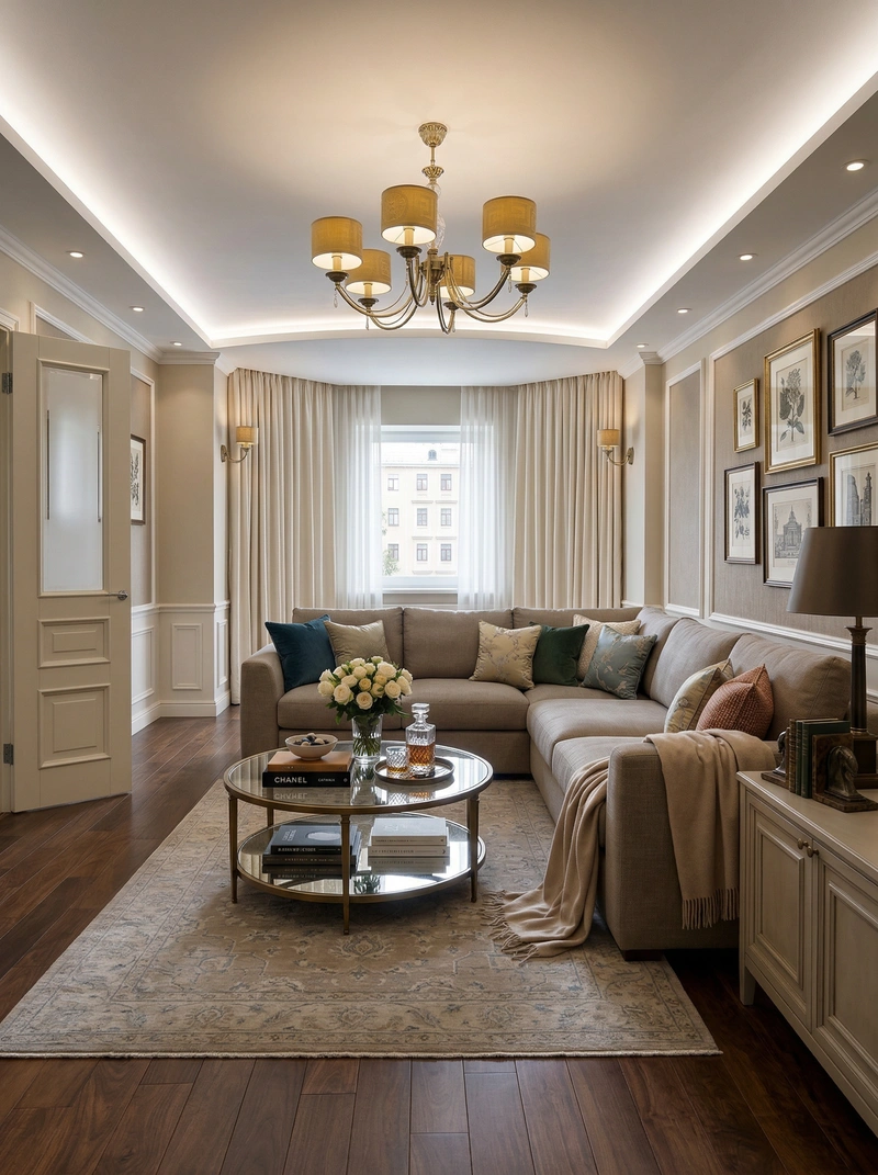 Дизайн интерьера в стиле Классика — Гостиная от нейросети RoomGPT