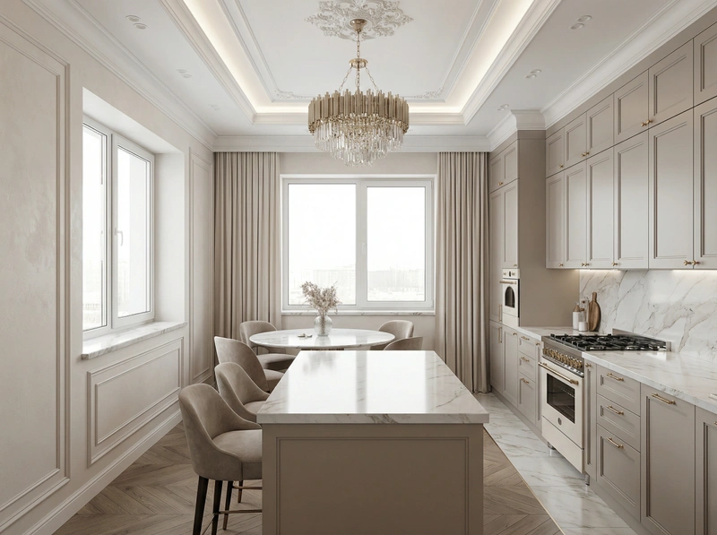 Дизайн интерьера в стиле Классика — Кухня от нейросети RoomGPT