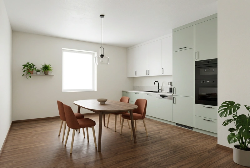 Дизайн интерьера в стиле Сканди — Кухня от нейросети RoomGPT