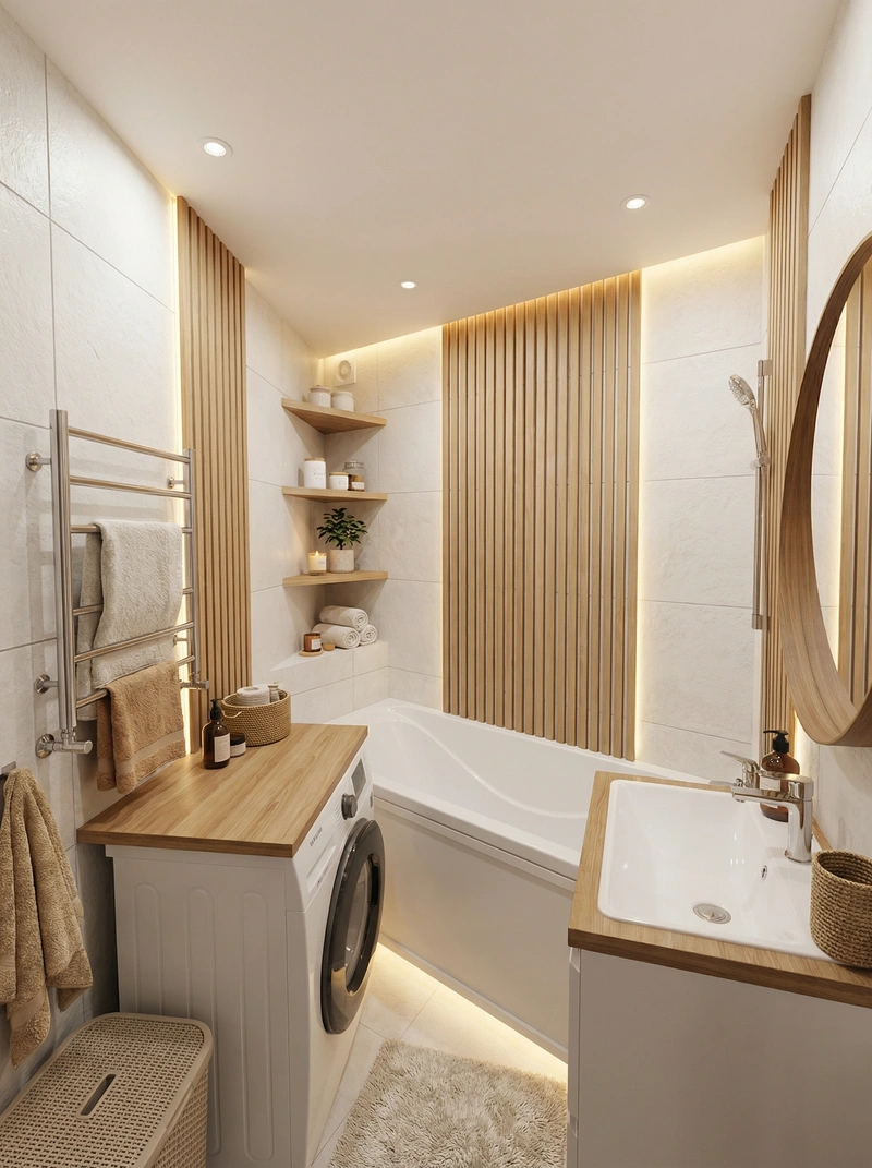 Дизайн интерьера в стиле Хюгге — Ванная от нейросети RoomGPT