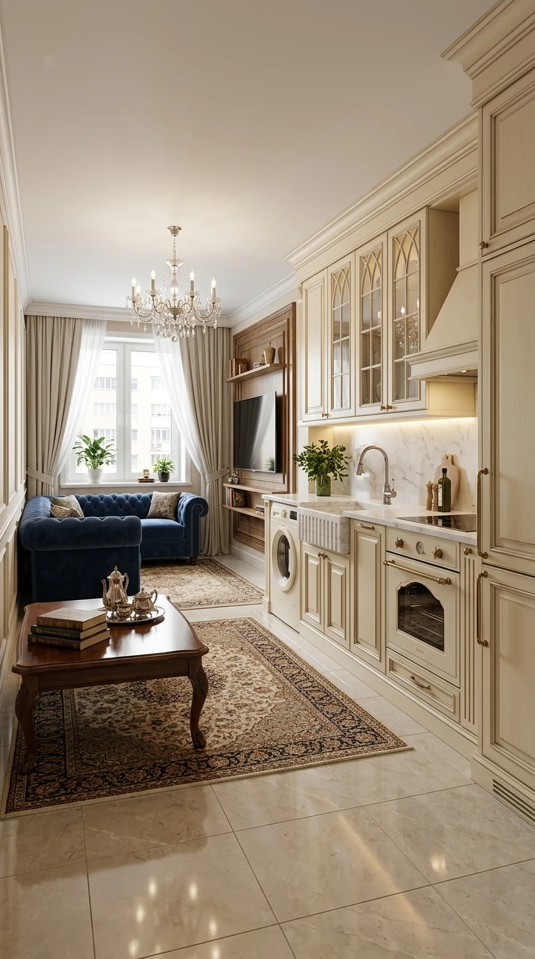 Дизайн кухни в стиле Классика — фото интерьера от нейросети RoomGPT