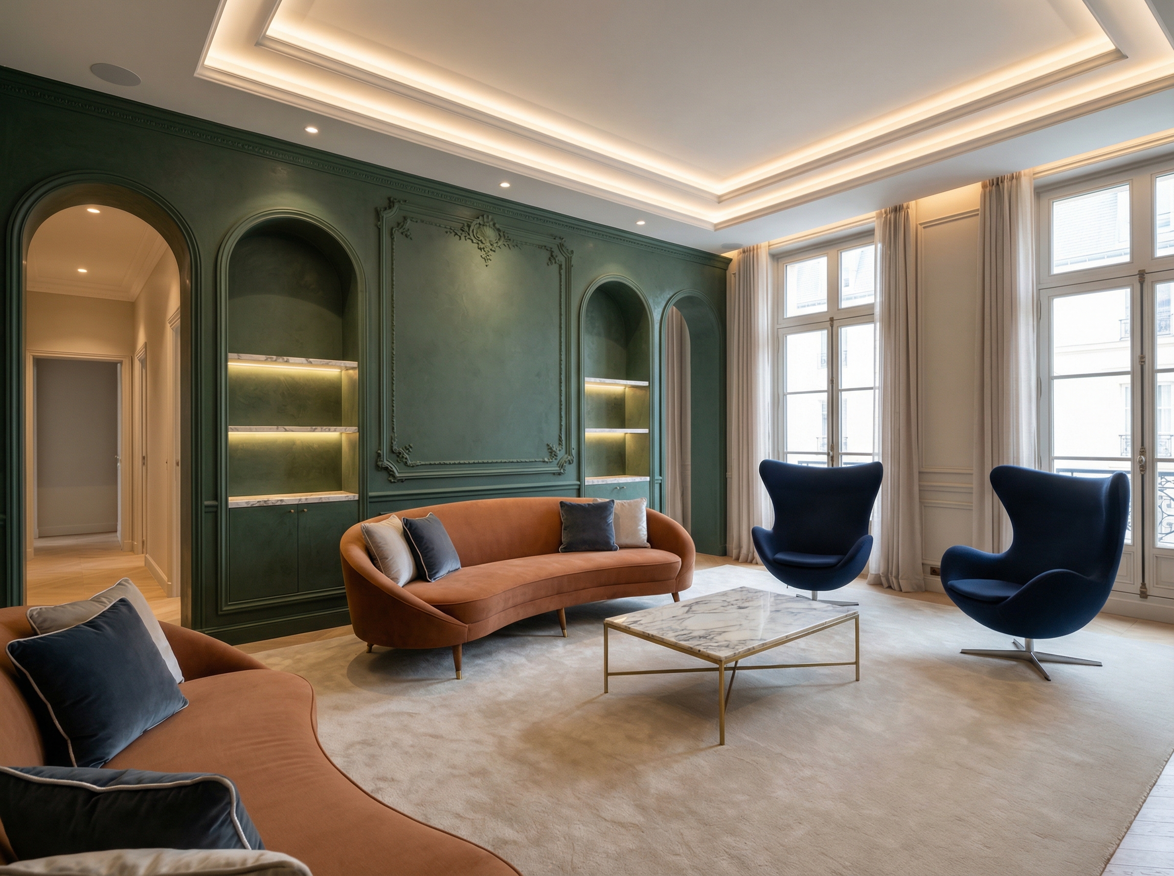 Дизайн гостиной в стиле Классика — фото интерьера от нейросети RoomGPT