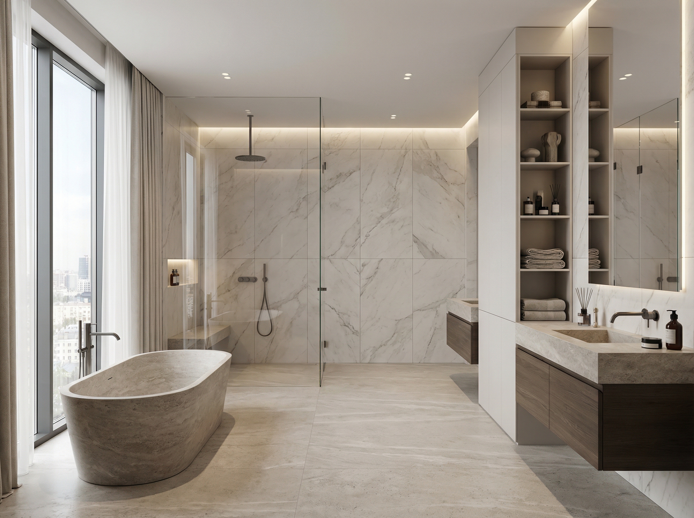 Дизайн ванной в стиле Минимализм — фото интерьера от нейросети RoomGPT