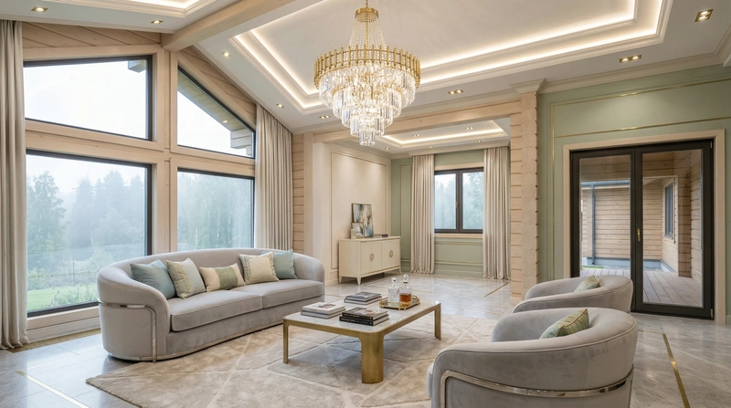 Дизайн гостиной в стиле Неоклассика — фото интерьера от нейросети RoomGPT