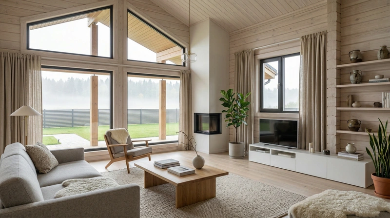 Дизайн гостиной в стиле Сканди — фото интерьера от нейросети RoomGPT