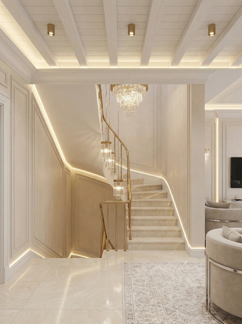 Дизайн интерьера в стиле Неоклассика — Гостиная от нейросети RoomGPT