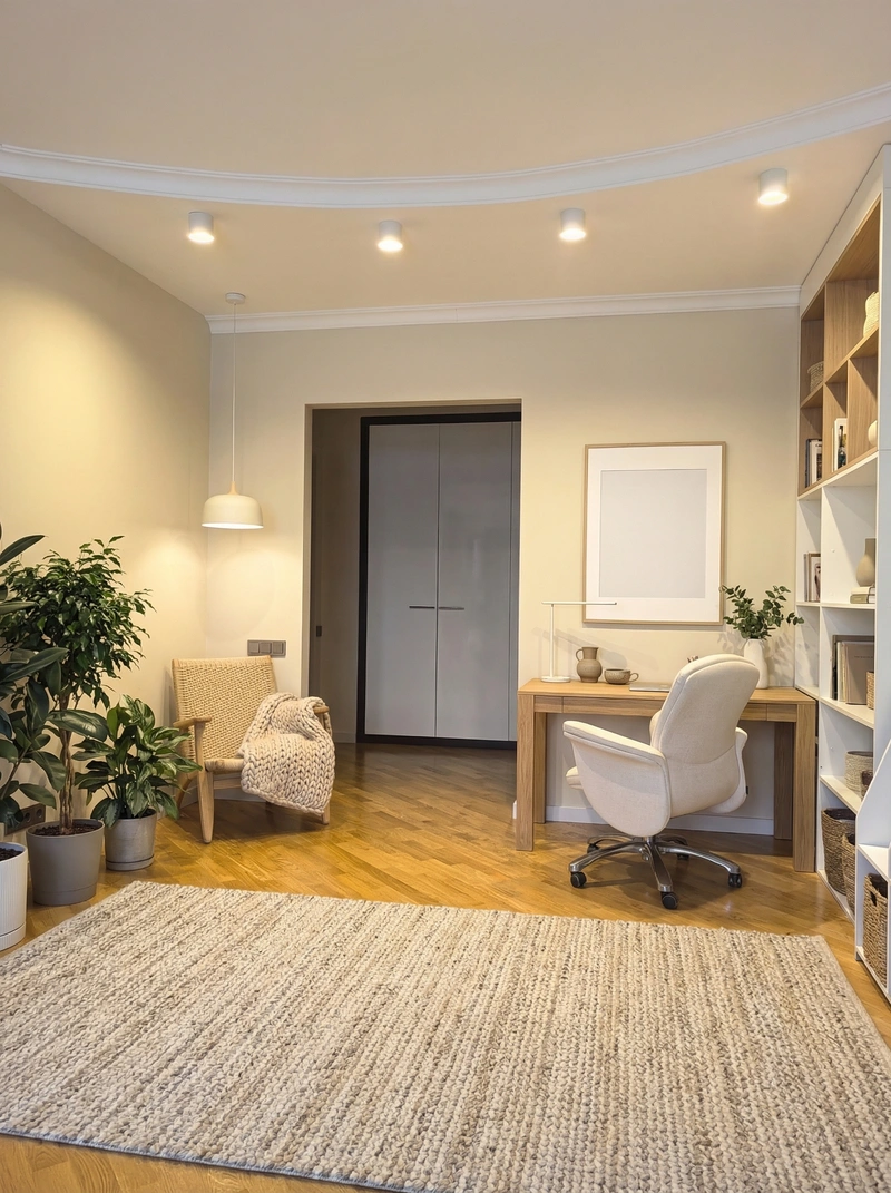 Дизайн интерьера в стиле Сканди — Кабинет от нейросети RoomGPT