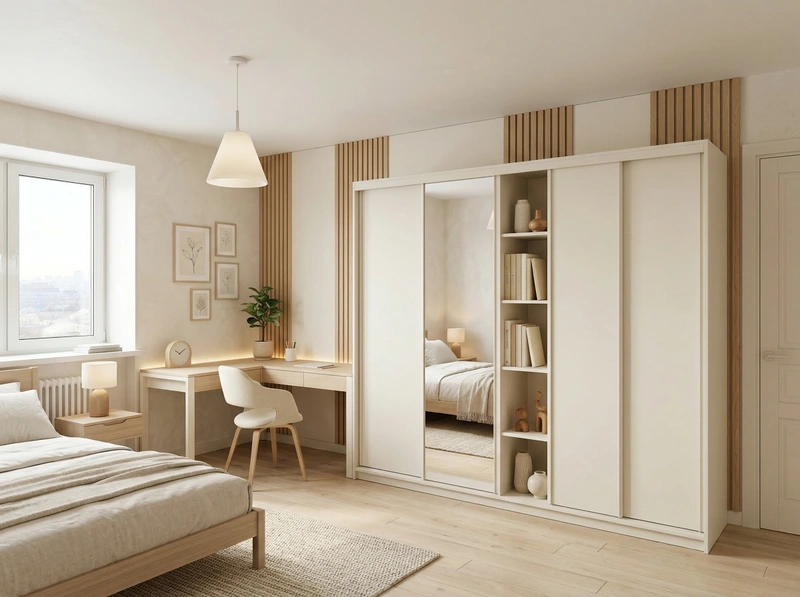 Дизайн спальни в стиле Сканди — фото интерьера от нейросети RoomGPT