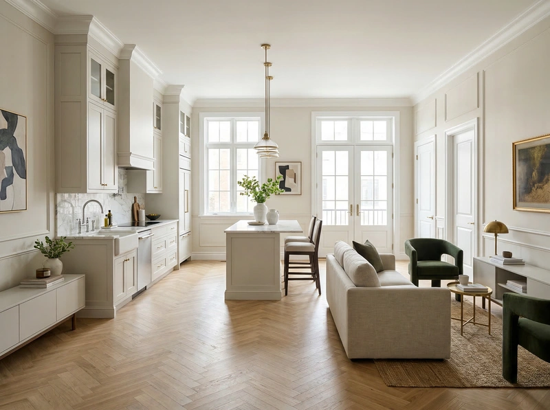Дизайн кухни в стиле Классика — фото интерьера от нейросети RoomGPT