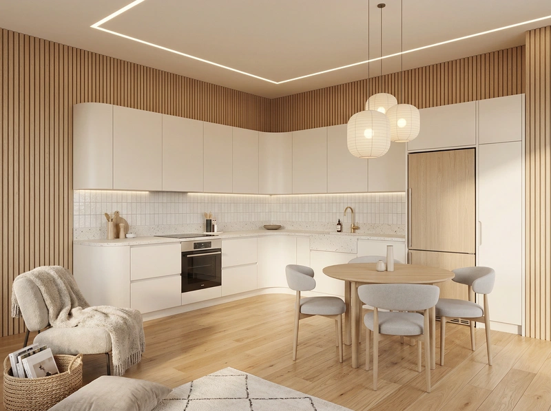 Дизайн интерьера в стиле Хюгге — Кухня от нейросети RoomGPT