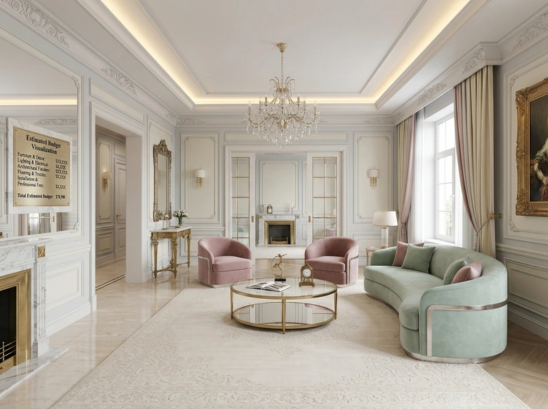 Дизайн гостиной в стиле Неоклассика — фото интерьера от нейросети RoomGPT
