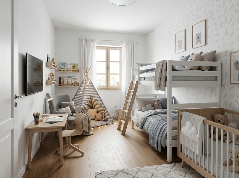 Дизайн интерьера в стиле Хюгге — Детская от нейросети RoomGPT