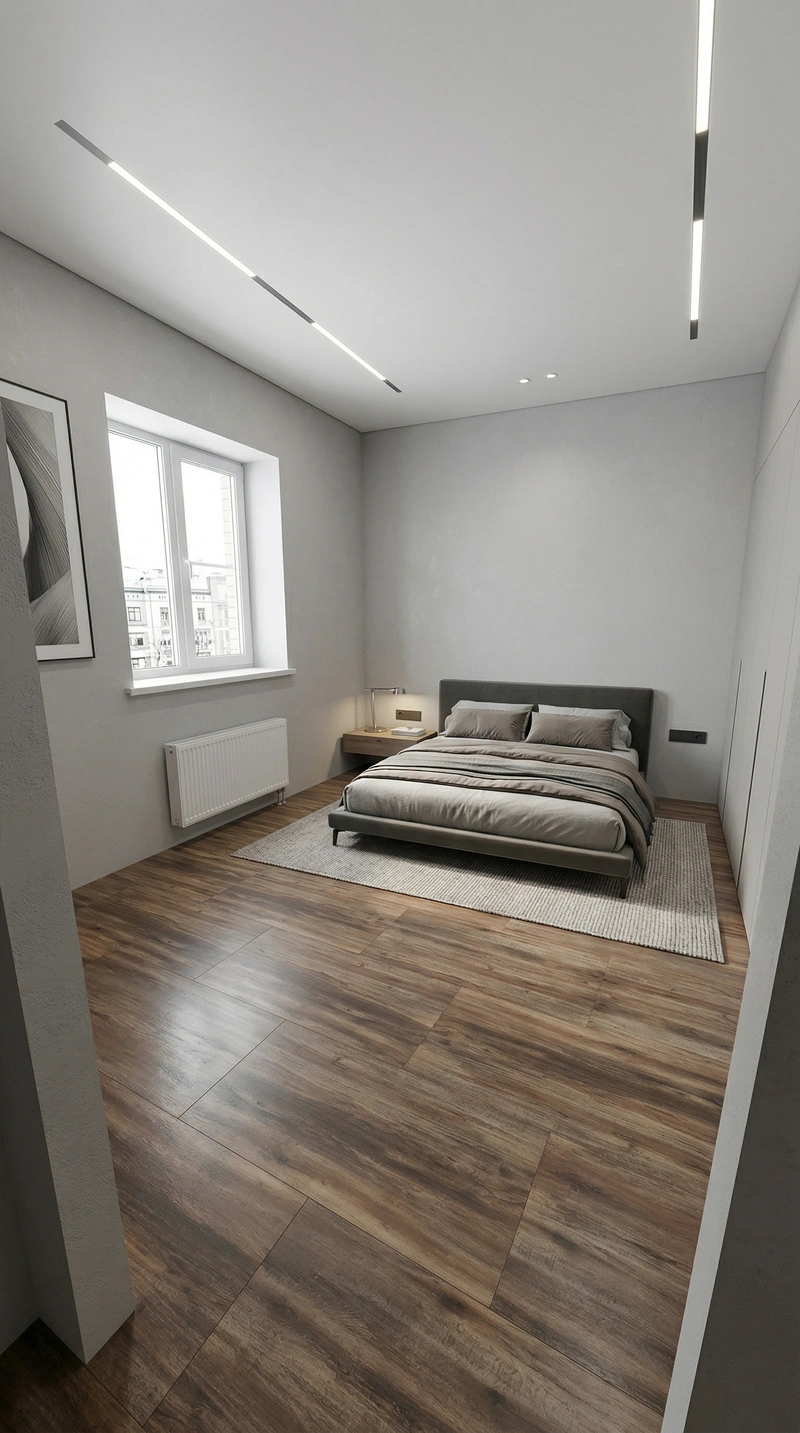 Дизайн спальни в стиле Минимализм — фото интерьера от нейросети RoomGPT